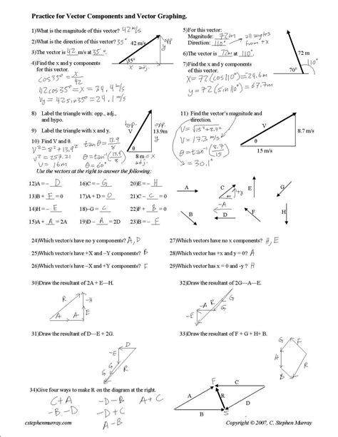 Vector Addition Worksheet With Answers