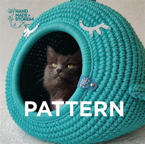 Cat Bed Crochet Pattern Cat Cave Pdf Tutorial Crochet Cat Bed Cat