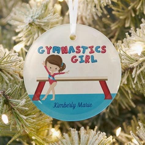 Gymnastics Girl Cute Custom Gymnast Christmas Glass Ornament Zazzle Glass Christmas
