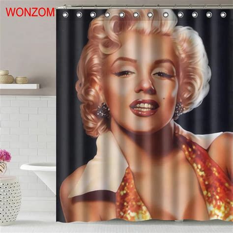 Wonzom Marilyn Monroe Waterproof Shower Curtain Sexy Girl Bathroom