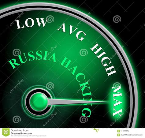 Russia Hacking Meter Shows Maximum Attack 3d Illustration Stock ...