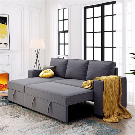 latitude run® 91 5 reversible pull out sleeper sectional storage sofa bed corner sofa bed with