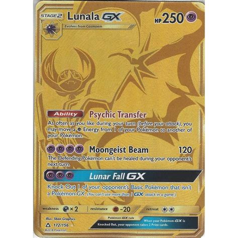 Maybe you would like to learn more about one of these? Pokemon Trading Card Game Pokemon Sun Moon Ultra Prism Card: Lunala GX - 172/156 - Gold Secret ...