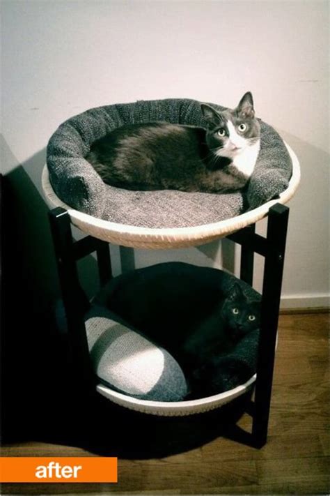 Before And After Ikea Tray Table To Double Decker Cat Bed Cat Bed