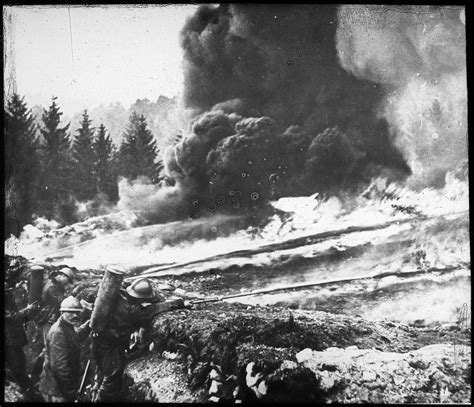 French Soldiers Making A Gas And Flame Attack On German Trenches In World War I Image Free
