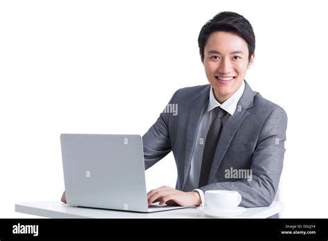 Male Office Worker Working With Laptop Stock Photo Alamy