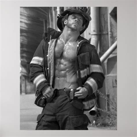 Fireman Firefighter Hunk Poster Zazzle