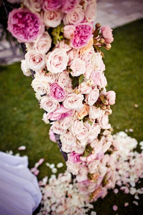 Pink Roses And Peonies Wedding Arch Stock Image Image Of Leaf Luxury