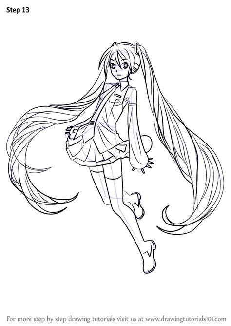 Learn How To Draw Hatsune Miku From Vocaloid Vocaloid Step By Step