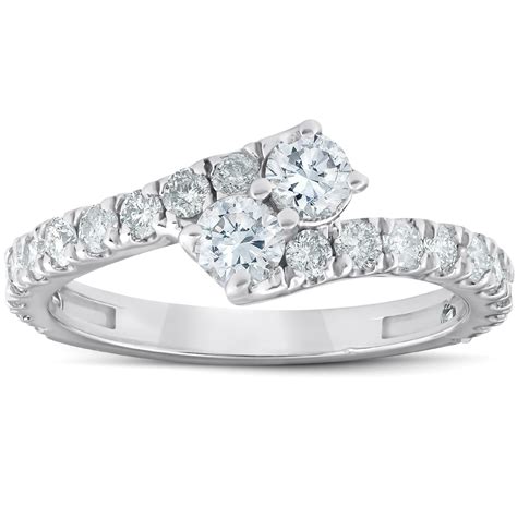 1 Ct Two Stone Diamond Forever Us Anniversary Engagement Ring 10k White
