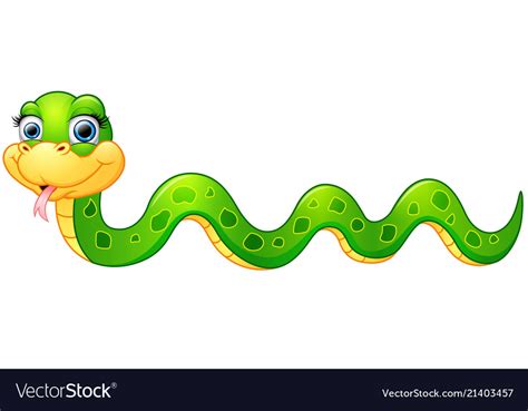 Happy Green Snake Cartoon Royalty Free Vector Image