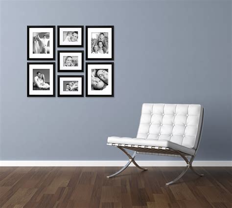 Craig Frames 7 Piece Black Gallery Wall Frame Set with Glass & White ...