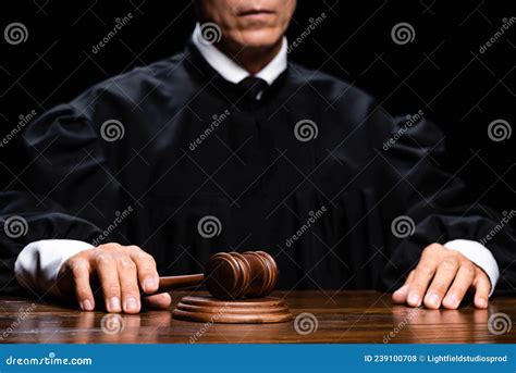 Cropped View Of Judge In Judicial Stock Photo Image Of Cropped Gavel