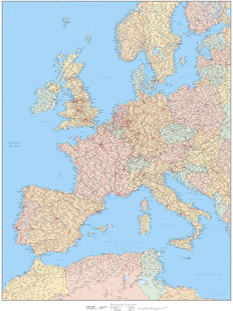 Western Europe Map In Adobe Illustrator Vector Format
