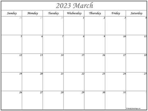 Printable Blank March 2023 Calendar Printable Word Searches
