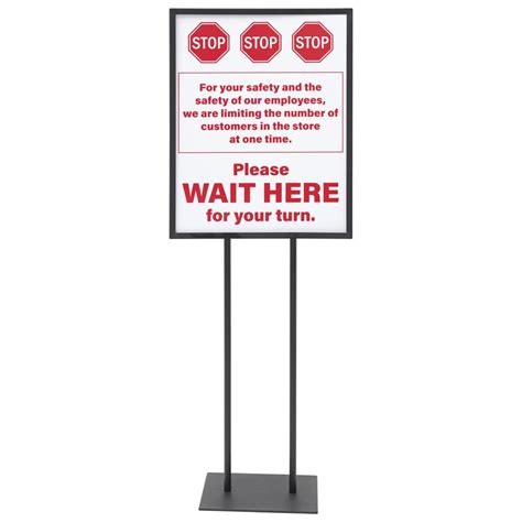 Expressly Hubert Red Plastic Stop Wait Here Floor Sign 22w X 28h