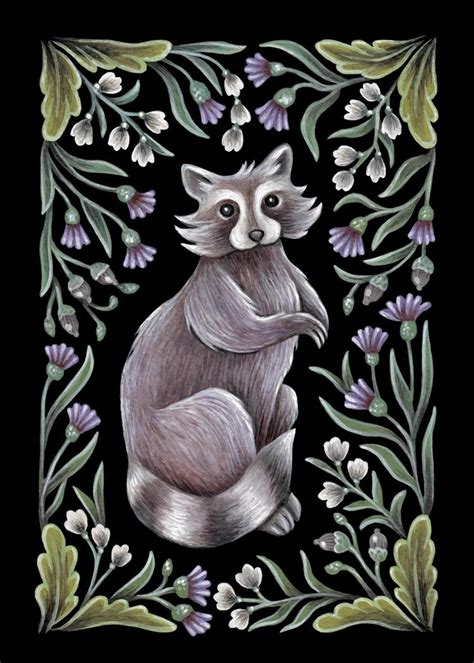 Raccoon Art Print Watercolor Painting Print Woodland Raccoon