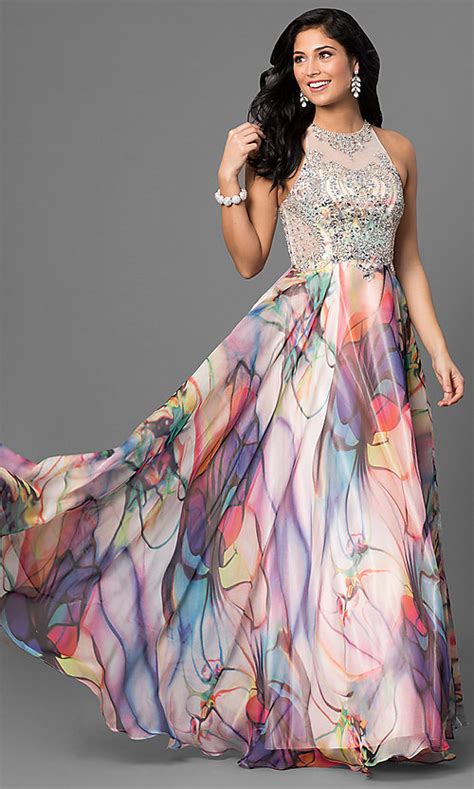 Long Print Prom Dress By Temptation Promgirl