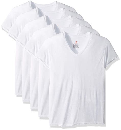 Hanes Mens 5 Pack Comfortblend V Neck T Shirt With Freshiq White