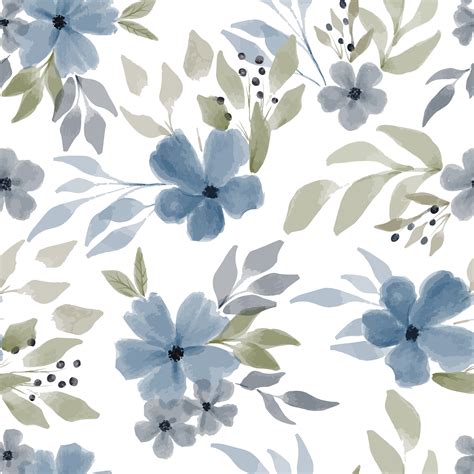 Watercolor Blue Floral Seamless Pattern 1906999 Vector Art At Vecteezy