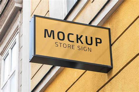 Free Realistic Store Sign Mockup Psd