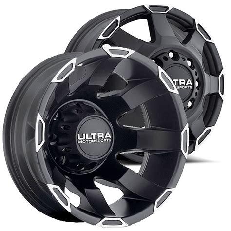 16 Ultra Wheels 025sb Phantom Dually Satin Black With Diamond Cut