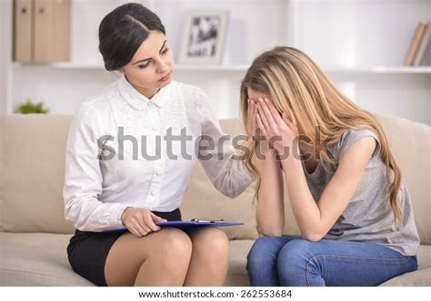 Reception Psychologist Comforting Patient Office Stock Photo 262553684