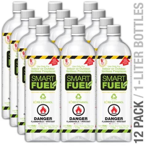 Smart Fuel Liquid Bio Ethanol Fuel 12 Pack Liter Bottles