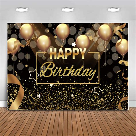 Buy Sensfun Happy Birthday Party Backdrop Banner For Men Women Black Gold Balloons Glitter Bokeh