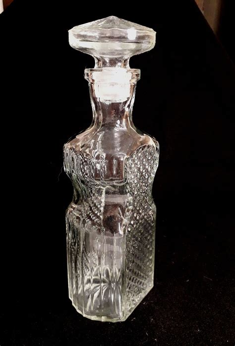 Vintage Lead Crystal Square Decanter For Whiskey Bohemian Etsy