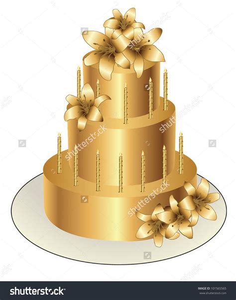Golden Birthday Cakes Cake Vector Gold Birthday Cake
