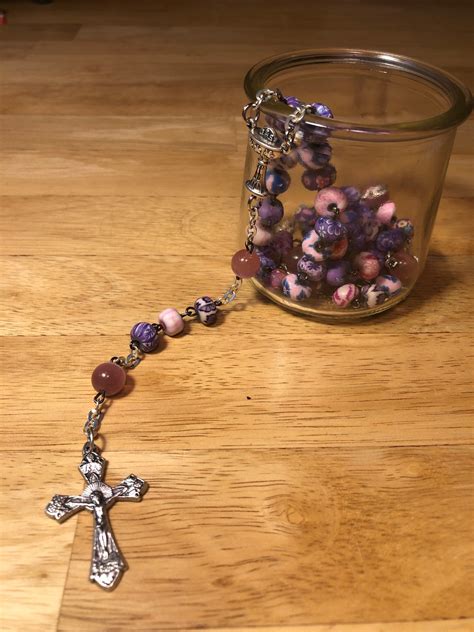 Handmade Polymer Clay Glass Bead Rosary Etsy