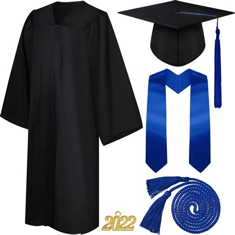 Buy 4 Pieces 2022 Unisex Graduation Matte Gown Cap Tassel Set Honor