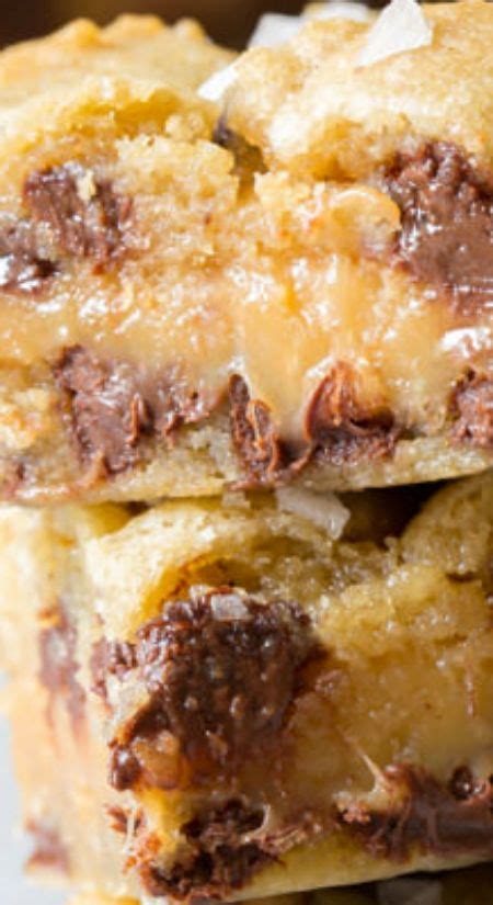 Amazing Salted Caramel Chocolate Chip Cookie Bars With Gooey Caramel