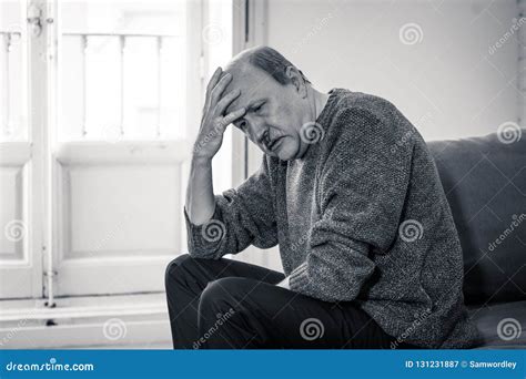 Depressed Overwhelmed Old Man Feeling Exhausted Alone And Unhappy