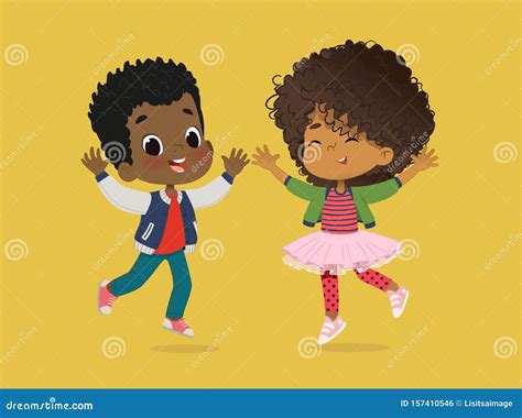 African American Boy And Girl Are Playing Together Happily Kids Play