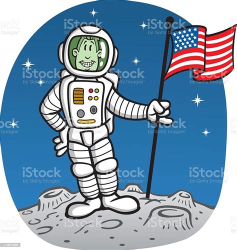 Cartoon Astronaut On The Moon Stock Illustration Download Image Now