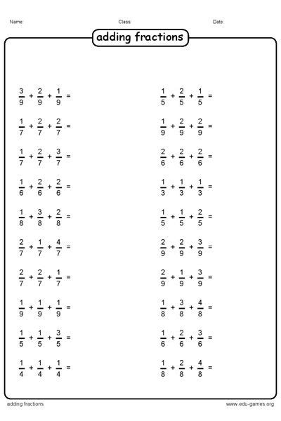 Free Adding 3 Fraction Worksheets Each Sum Exist Of 3 Fractions The