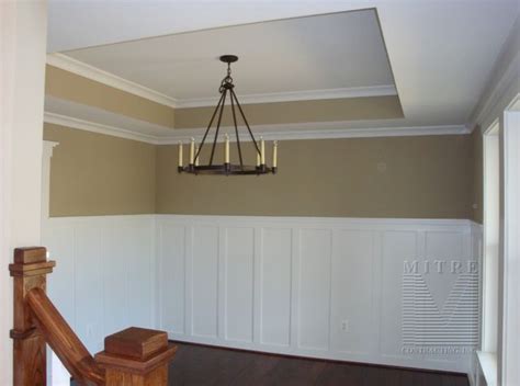 Measure how tall the chair rail molding is and make sure you get close enough to the line that it will cover up any imperfections in your paint job. WAINSCOTING & CHAIR RAIL: 60" tall Wainscot