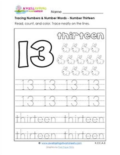 Tracing Numbers and Number Words - Number 13