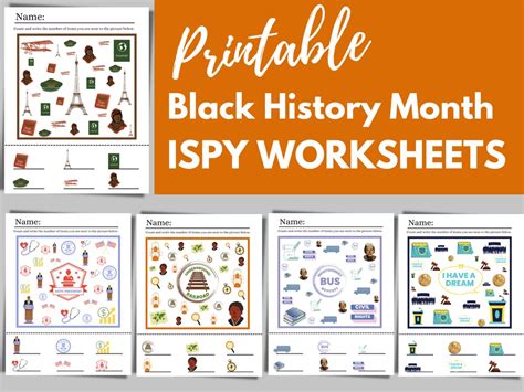 Printable Black History Month Ispy Worksheets Instant Etsy