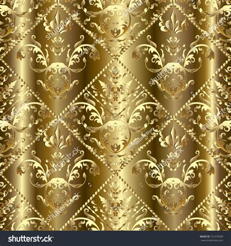 Gold Baroque 3d Seamless Pattern Floral Stock Vector