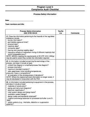 Fillable Online Epa Ohio Program Level Compliance Audit Checklist