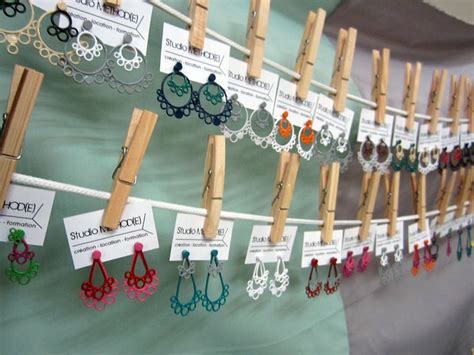 Earrings Display At A Craft Fair With Mini Business Card With Images