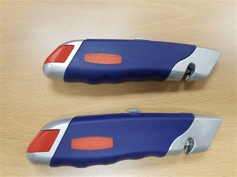 H 1469 Uline Blue And Red Knife With Soft Comfort Grip Handle Lot Of 2