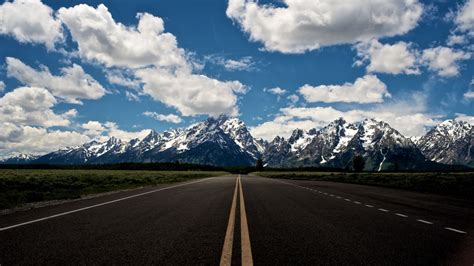 Mountains Clouds Landscapes Horizon Forest Roads Grand Teton National