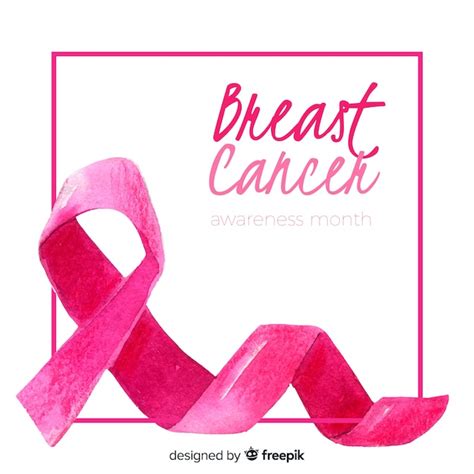 free vector watercolor breast cancer awareness with ribbon