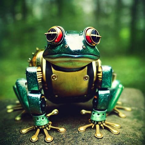 Premium Photo Futuristic Robotic Frog In Nature Surreal Photomontage