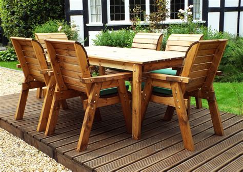 Six Seater Solid Wood Rectangular Lg Garden Patio Table And Chair Set Timber Furniture