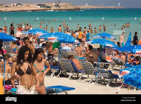 People Sunbathing On The Beach Nissi Beach Agia Napa